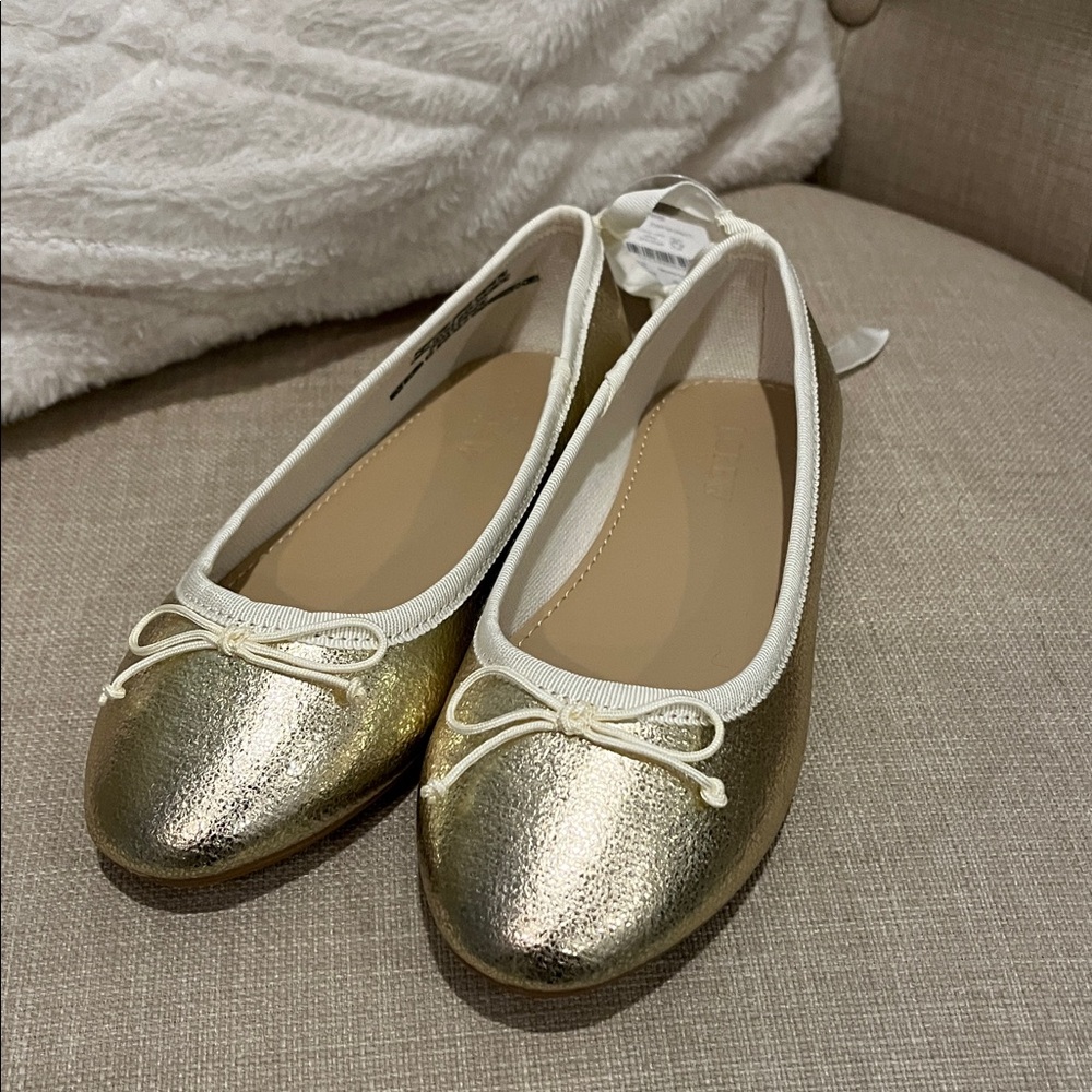 Crewcuts Gold and Cream Ballet Flats